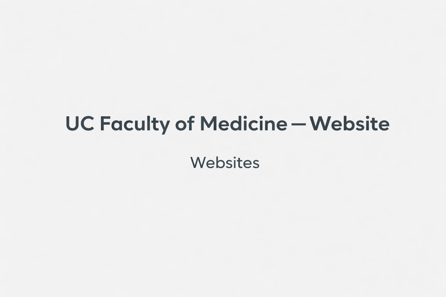 UC Faculty of Medicine – Website